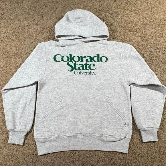 Vintage Russell Athletic Colorado State University Hoodie Sz Small Gray Pullover - Picture 1 of 6